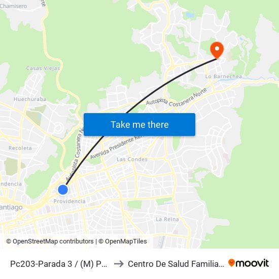 Pc203-Parada 3 / (M) Pedro De Valdivia to Centro De Salud Familiar Lo Barnechea map