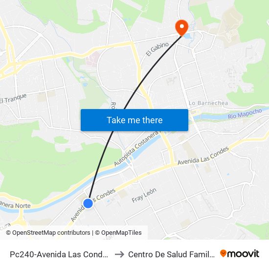 Pc240-Avenida Las Condes / Esq. Pamplona to Centro De Salud Familiar Lo Barnechea map