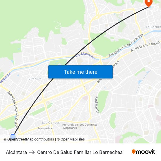 Alcántara to Centro De Salud Familiar Lo Barnechea map