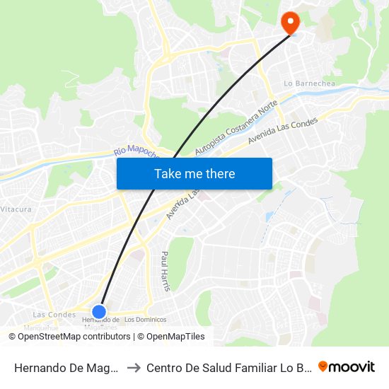 Hernando De Magallanes to Centro De Salud Familiar Lo Barnechea map