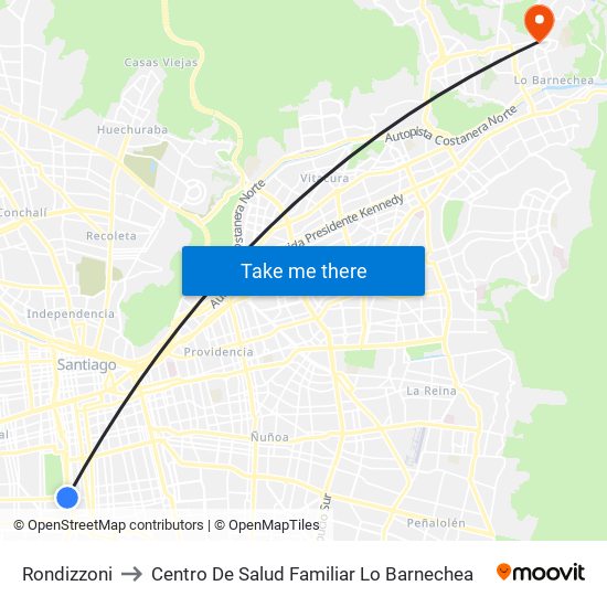 Rondizzoni to Centro De Salud Familiar Lo Barnechea map