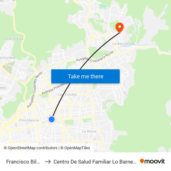Francisco Bilbao to Centro De Salud Familiar Lo Barnechea map