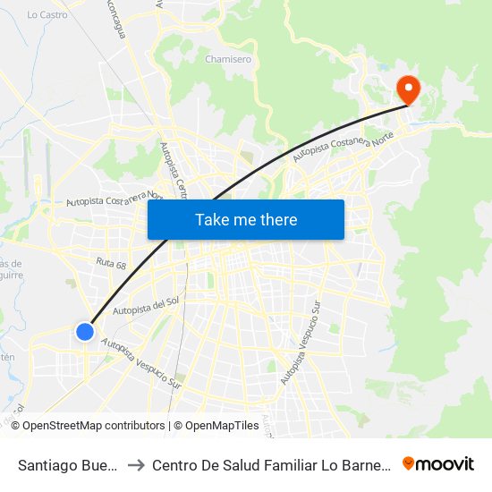 Santiago Bueras to Centro De Salud Familiar Lo Barnechea map