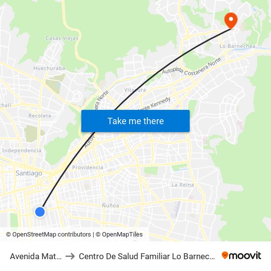 Avenida Matta to Centro De Salud Familiar Lo Barnechea map