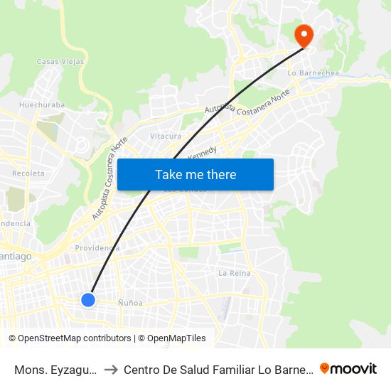 Mons. Eyzaguirre to Centro De Salud Familiar Lo Barnechea map