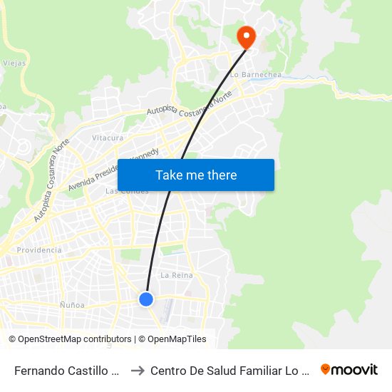 Fernando Castillo Velasco to Centro De Salud Familiar Lo Barnechea map