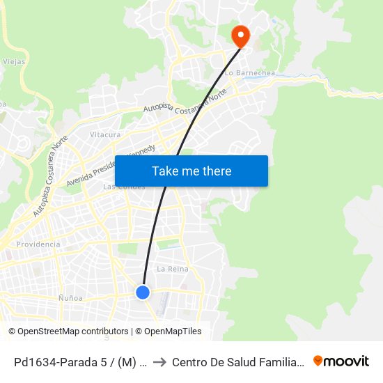 Pd1634-Parada 5 / (M) Fdo.Castillo V. to Centro De Salud Familiar Lo Barnechea map