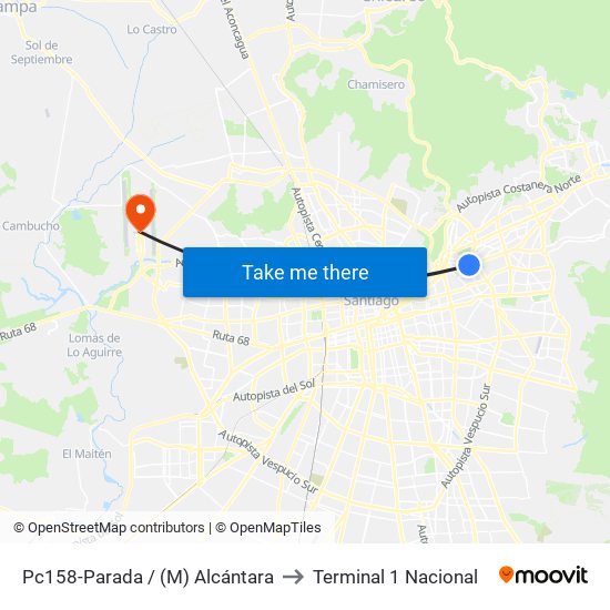 Pc158-Parada / (M) Alcántara to Terminal 1 Nacional map
