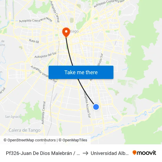 Pf326-Juan De Dios Malebrán / Esq. Avenida Gabriela to Universidad Alberto Hurtado map