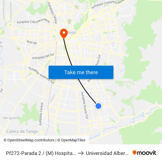 Pf272-Parada 2 / (M) Hospital Sótero Del Río to Universidad Alberto Hurtado map