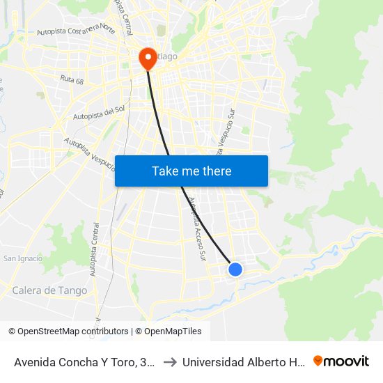 Avenida Concha Y Toro, 302-398 to Universidad Alberto Hurtado map