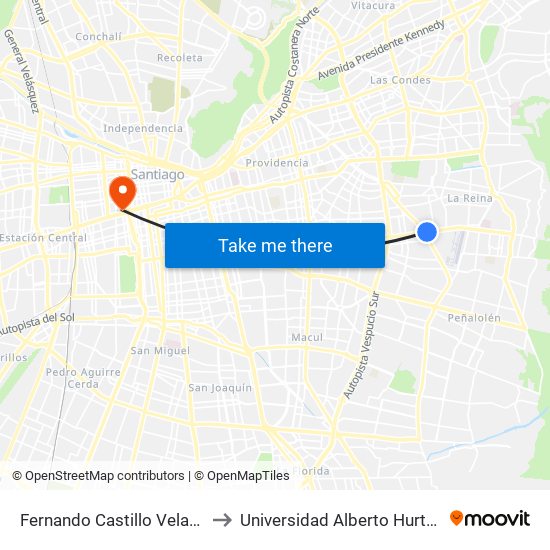 Fernando Castillo Velasco to Universidad Alberto Hurtado map