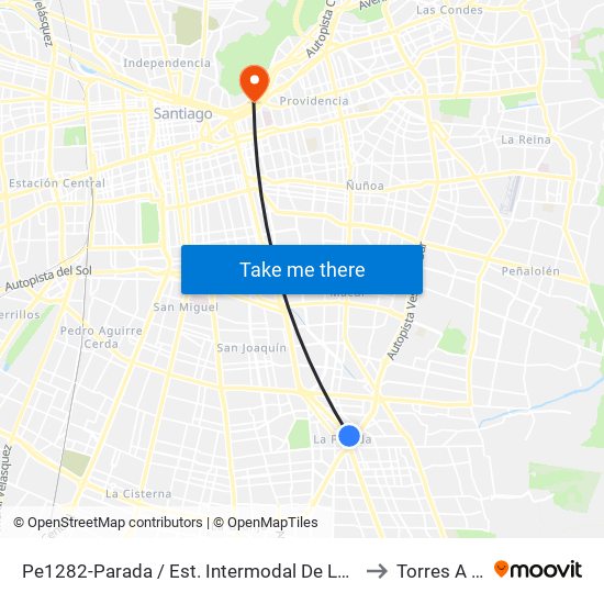 Pe1282-Parada / Est. Intermodal De La Florida to Torres A Y B map