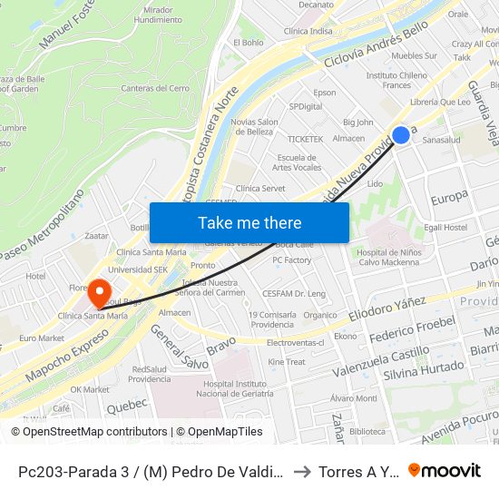 Pc203-Parada 3 / (M) Pedro De Valdivia to Torres A Y B map