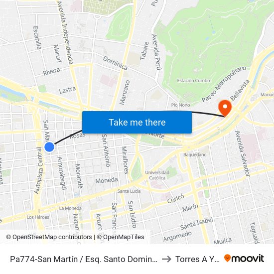 Pa774-San Martín / Esq. Santo Domingo to Torres A Y B map