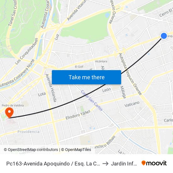 Pc163-Avenida Apoquindo / Esq. La Capitanía to Jardín Infantil map