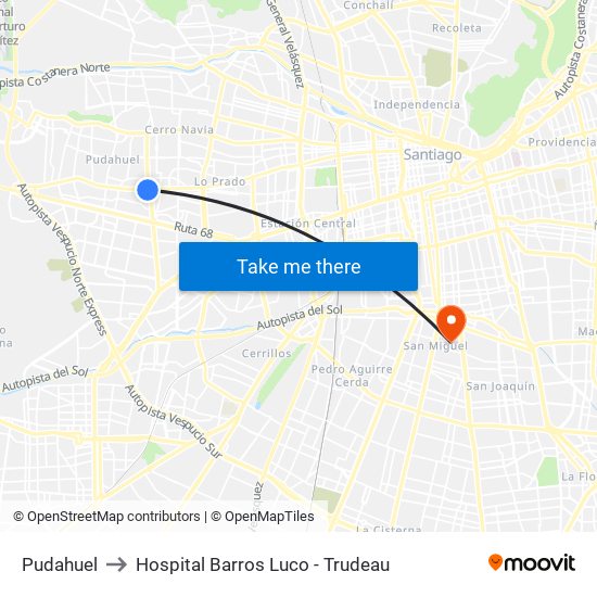 Pudahuel to Hospital Barros Luco - Trudeau map