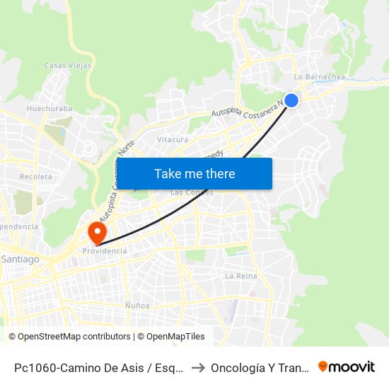 Pc1060-Camino De Asis / Esq. Escrivá De Balaguer to Oncología Y Transplante (Troi) map