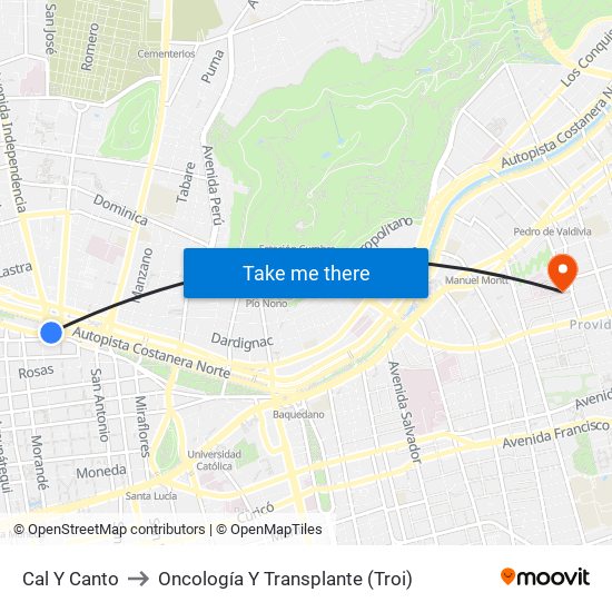 Cal Y Canto to Oncología Y Transplante (Troi) map