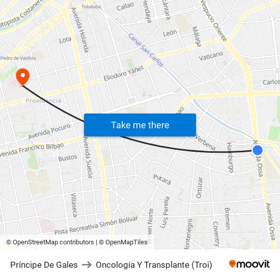 Príncipe De Gales to Oncología Y Transplante (Troi) map