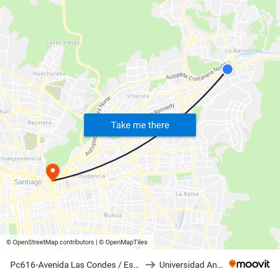 Pc616-Avenida Las Condes / Esq. Sn. Fco. De Asís to Universidad Andres Bello map