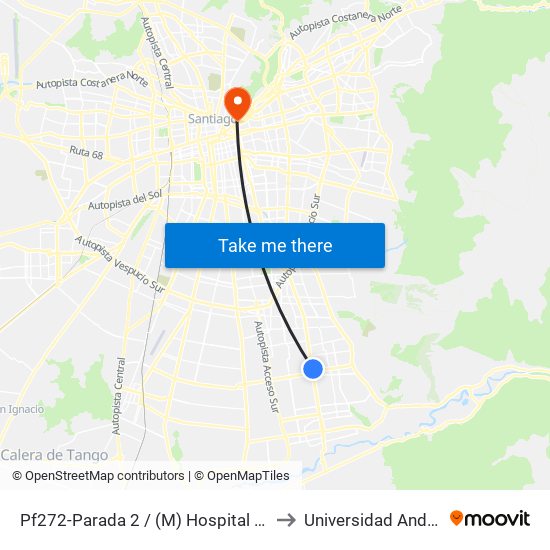 Pf272-Parada 2 / (M) Hospital Sótero Del Río to Universidad Andres Bello map