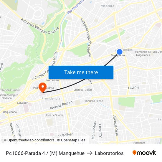 Pc1066-Parada 4 / (M) Manquehue to Laboratorios map