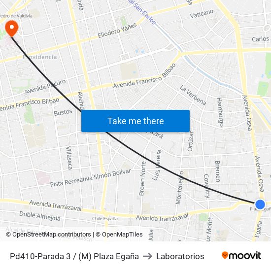 Pd410-Parada 3 / (M) Plaza Egaña to Laboratorios map