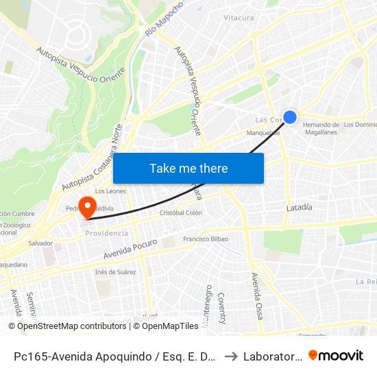 Pc165-Avenida Apoquindo / Esq. E. Dell'Orto to Laboratorios map