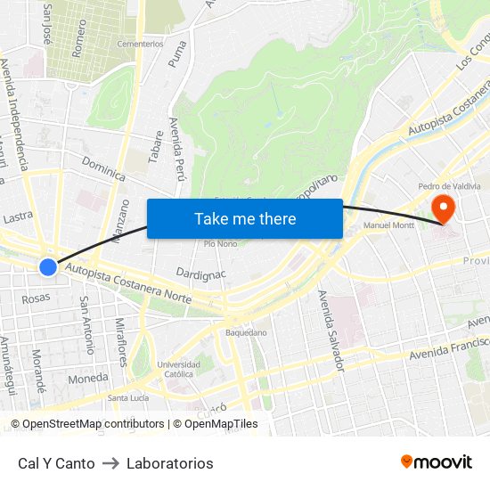 Cal Y Canto to Laboratorios map