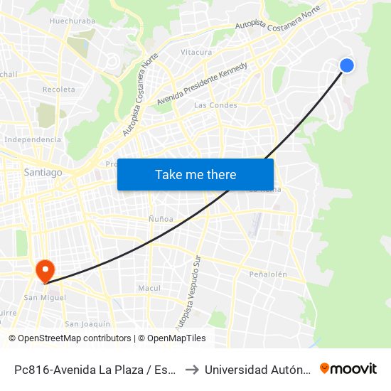 Pc816-Avenida La Plaza / Esq. Rep. De Hondura to Universidad Autónoma De Chile map