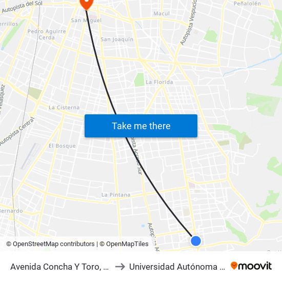 Avenida Concha Y Toro, 302-398 to Universidad Autónoma De Chile map
