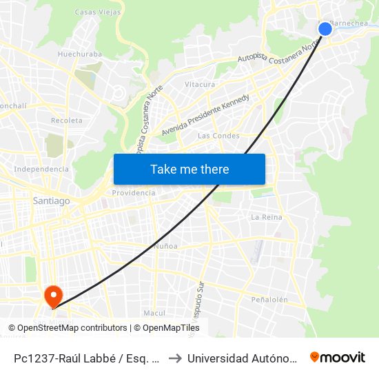 Pc1237-Raúl Labbé / Esq. Av. La Dehesa to Universidad Autónoma De Chile map