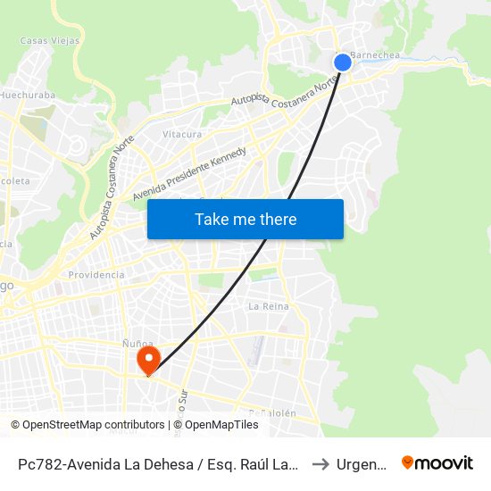 Pc782-Avenida La Dehesa / Esq. Raúl Labbé to Urgencia map