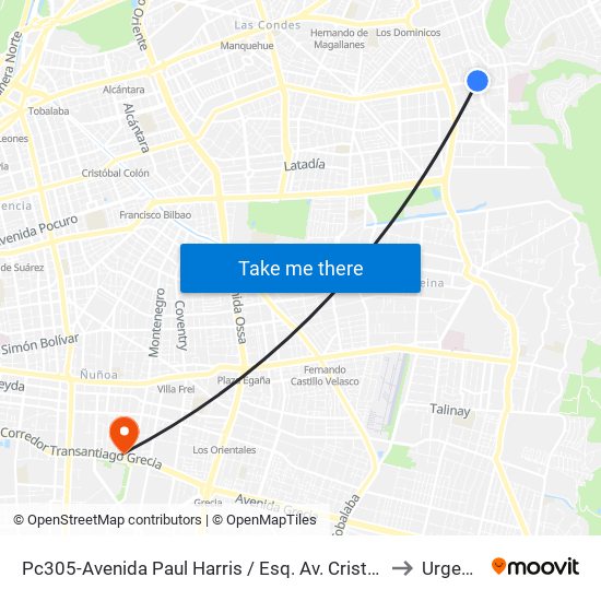 Pc305-Avenida Paul Harris / Esq. Av. Cristóbal Colón to Urgencia map