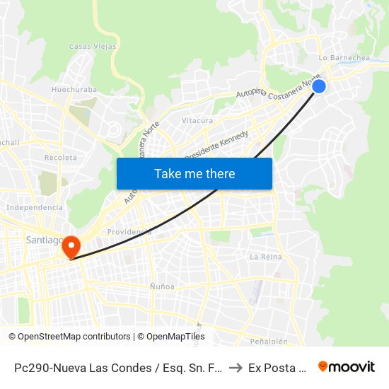 Pc290-Nueva Las Condes / Esq. Sn. Francisco De Asís to Ex Posta Central map