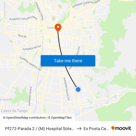 Pf272-Parada 2 / (M) Hospital Sótero Del Río to Ex Posta Central map