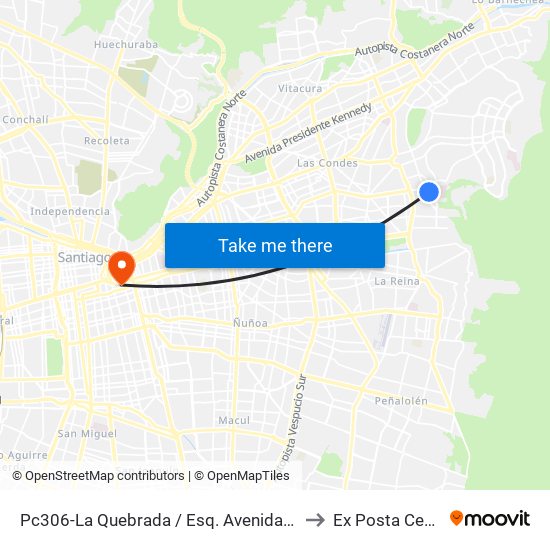 Pc306-La Quebrada / Esq. Avenida La Paz to Ex Posta Central map