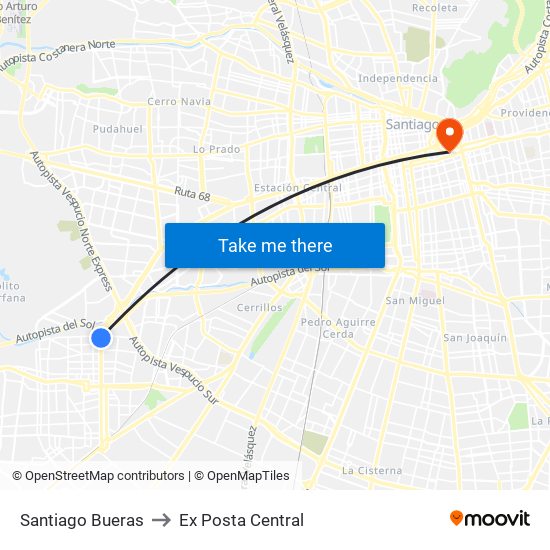 Santiago Bueras to Ex Posta Central map