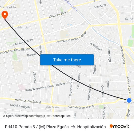 Pd410-Parada 3 / (M) Plaza Egaña to Hospitalización map