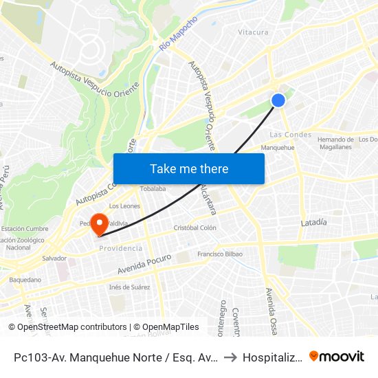 Pc103-Av. Manquehue Norte / Esq. Av. Pdte. Riesco to Hospitalización map