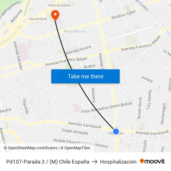 Pd107-Parada 3 / (M) Chile España to Hospitalización map