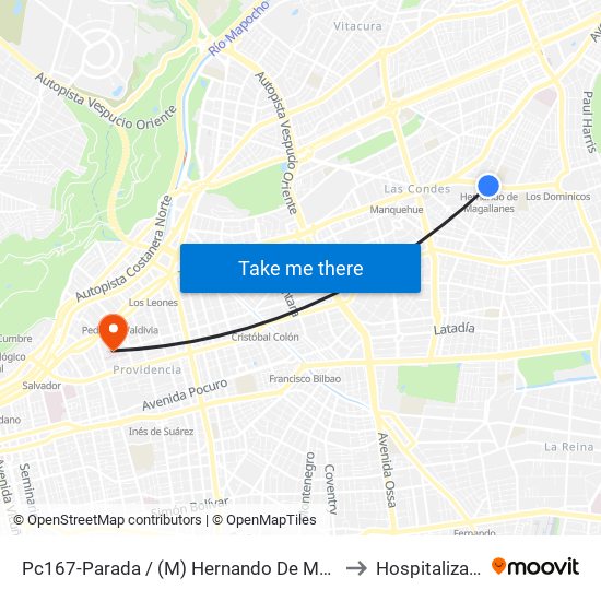 Pc167-Parada / (M) Hernando De Magallanes to Hospitalización map