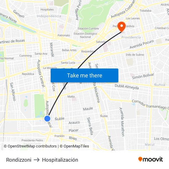 Rondizzoni to Hospitalización map