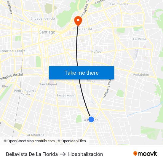 Bellavista De La Florida to Hospitalización map