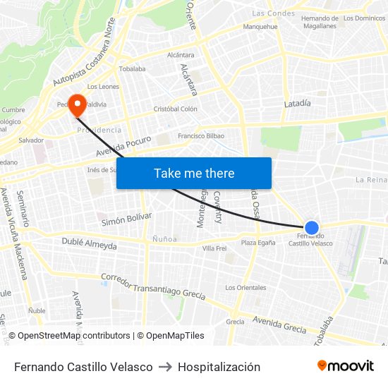 Fernando Castillo Velasco to Hospitalización map