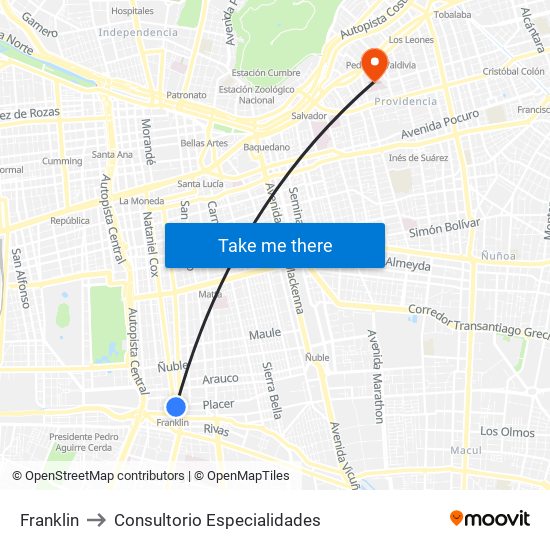 Franklin to Consultorio Especialidades map