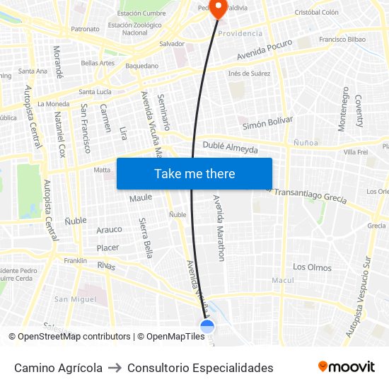 Camino Agrícola to Consultorio Especialidades map