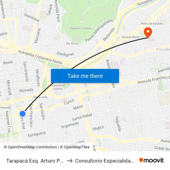 Tarapacá Esq. Arturo Prat to Consultorio Especialidades map