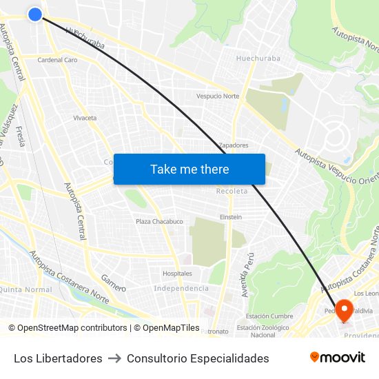 Los Libertadores to Consultorio Especialidades map